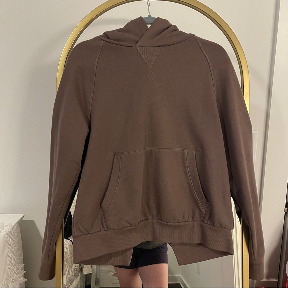 Athleta Brown Long Sleeve Open Back Sweatshirt Hoodie